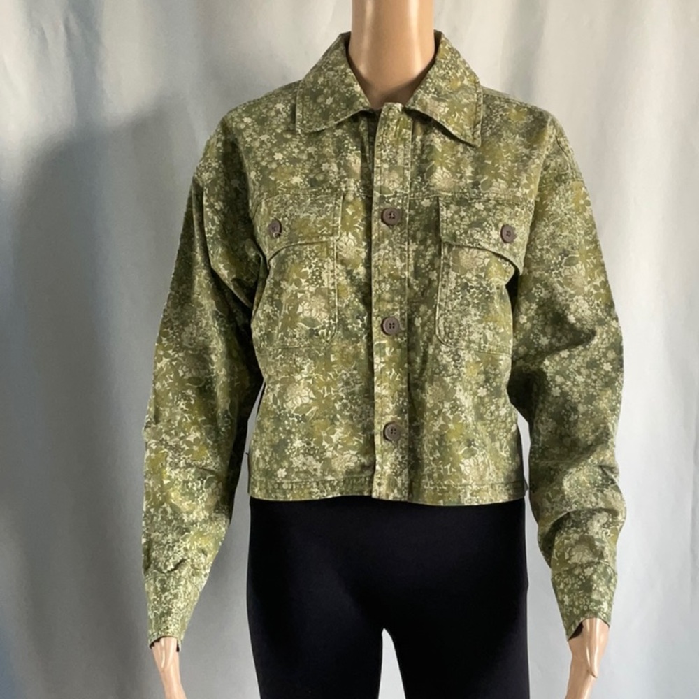 Wild Fable Womens Green‎ Floral Button-Up Jacket Size  XS